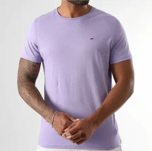 Tommy Hilfiger Mens T Shirt Lavander Embroidered Logo Short Sleeve Sz XL